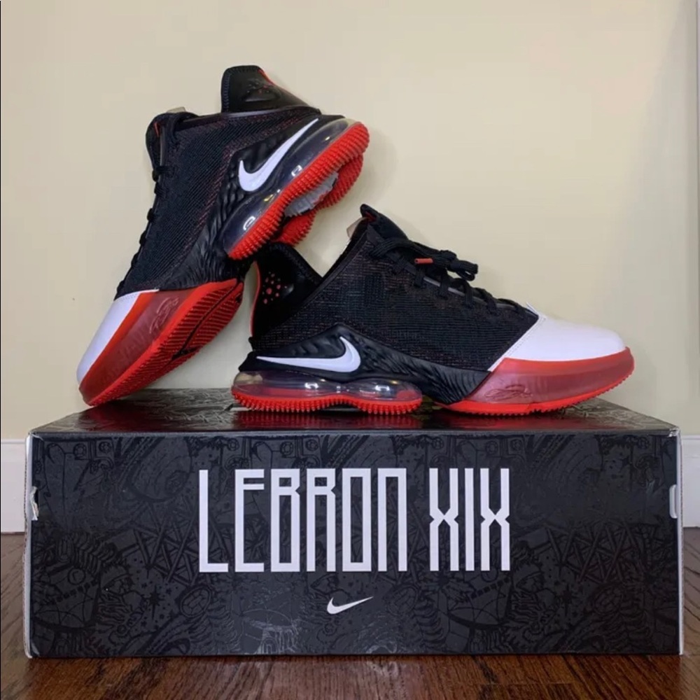 Nike Lebron 19 Low Bred Black Red Basketball Shoes Retro Mens 11.5DH1270-001 New